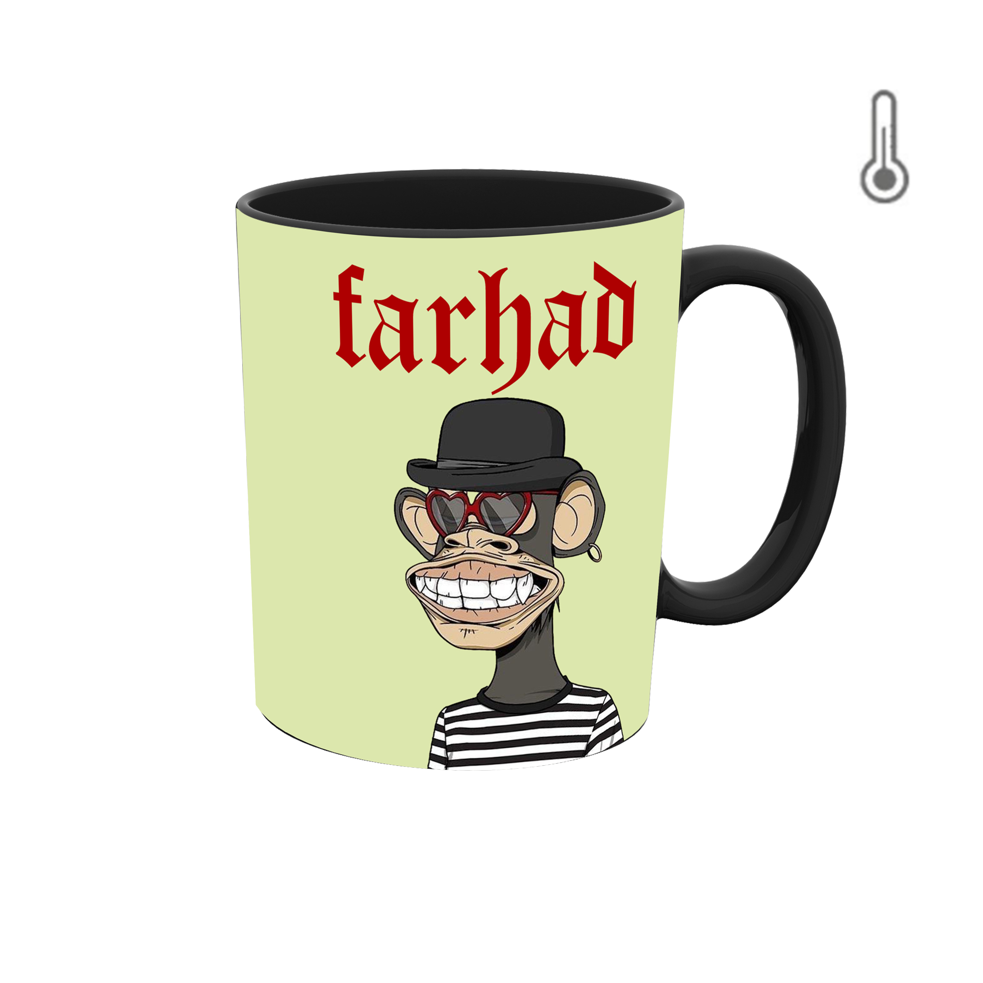 ماگ حرارتی طرح اسم فرهاد مدل میمون nft 