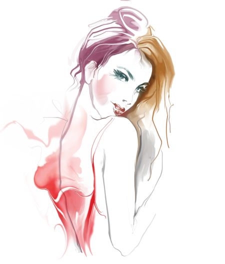 خرید و دانلود عکس نقاشی آبرنگ پرتره هنری با رنگ‌های زنده | پیک فاکس | Pic Fox