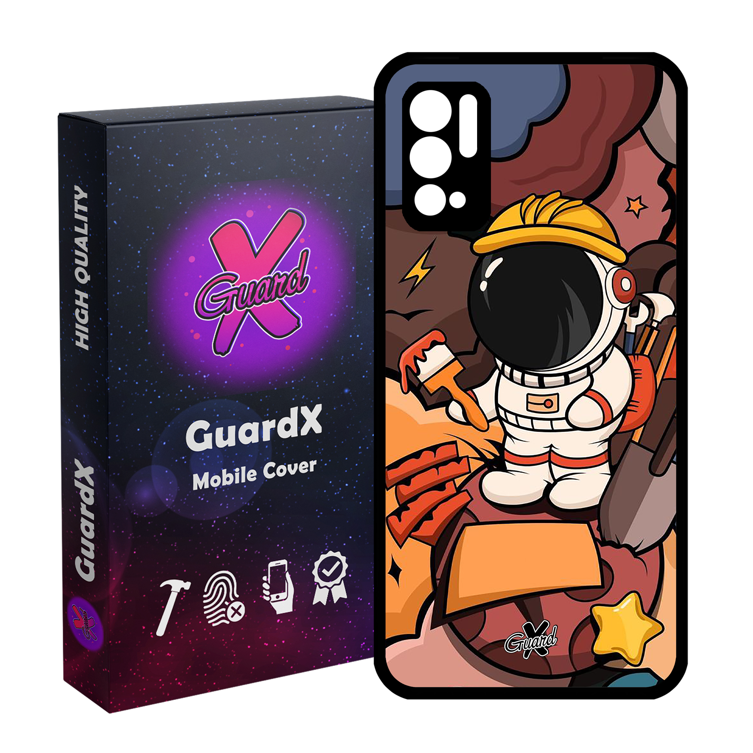 کاور گارد ایکس طرح فضانورد مدل Glass10394 مناسب برای گوشی موبایل شیائومی Redmi Note 10 5G / Poco M3 Pro