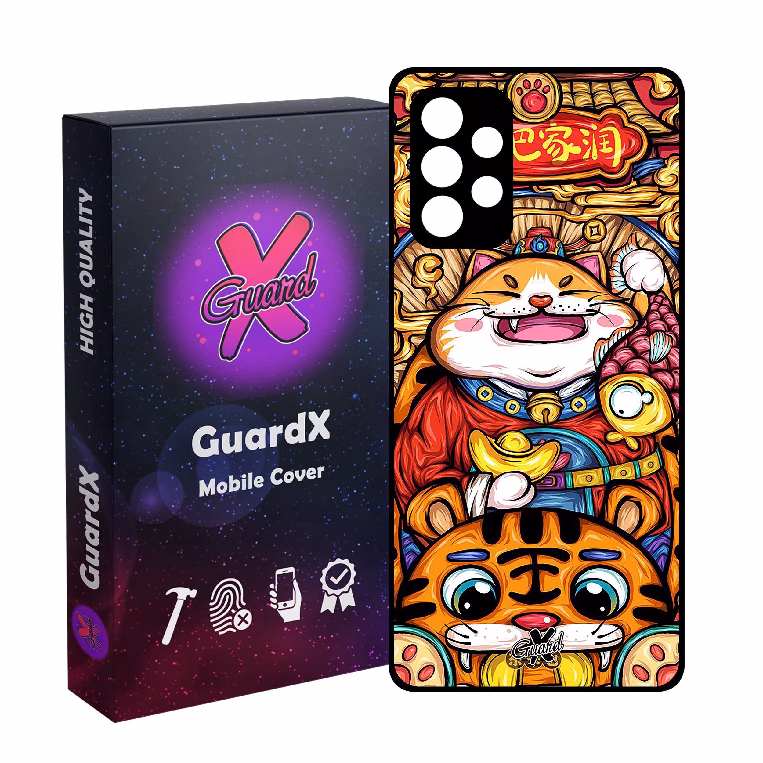 کاور گارد ایکس طرح گربه مدل Glass10440 مناسب برای گوشی موبایل سامسونگ Galaxy A52/A52S