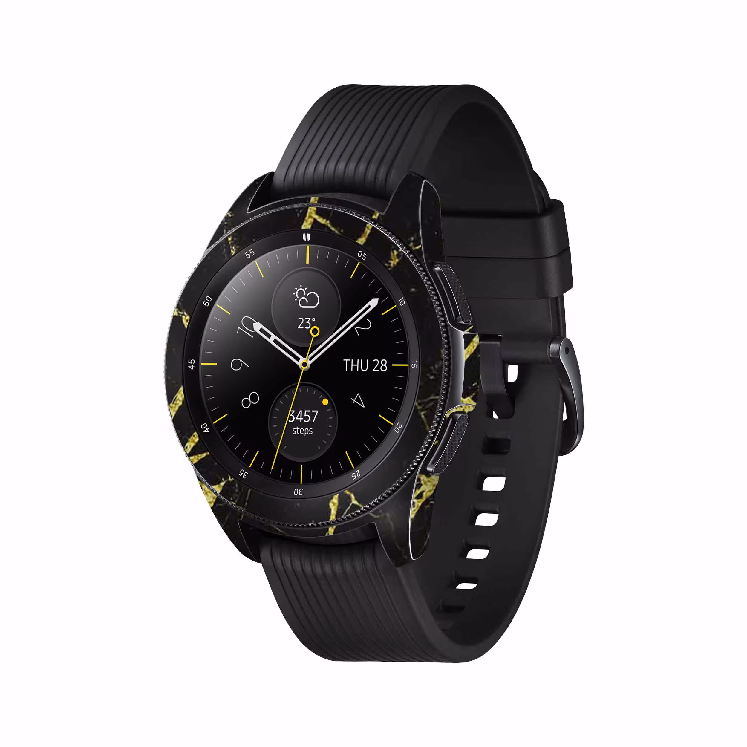 برچسب ماهوت طرح Graphite-Gold-Marble مناسب برای ساعت هوشمند سامسونگ Galaxy Watch 42mm