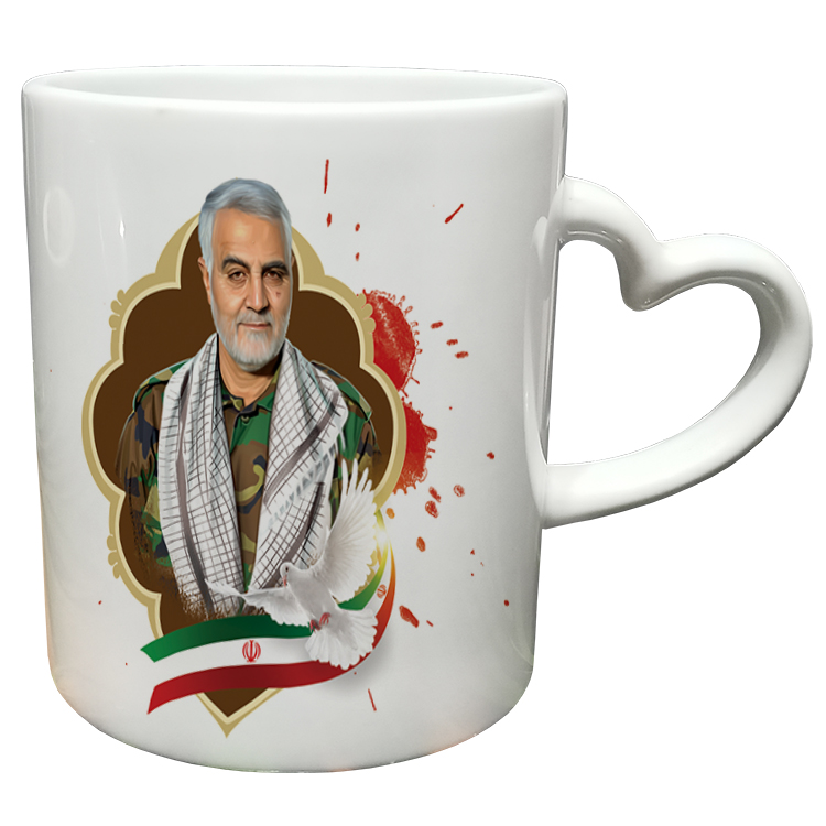 ماگ مدل دسته قلبی طرح سردار سلیمانی کد 14