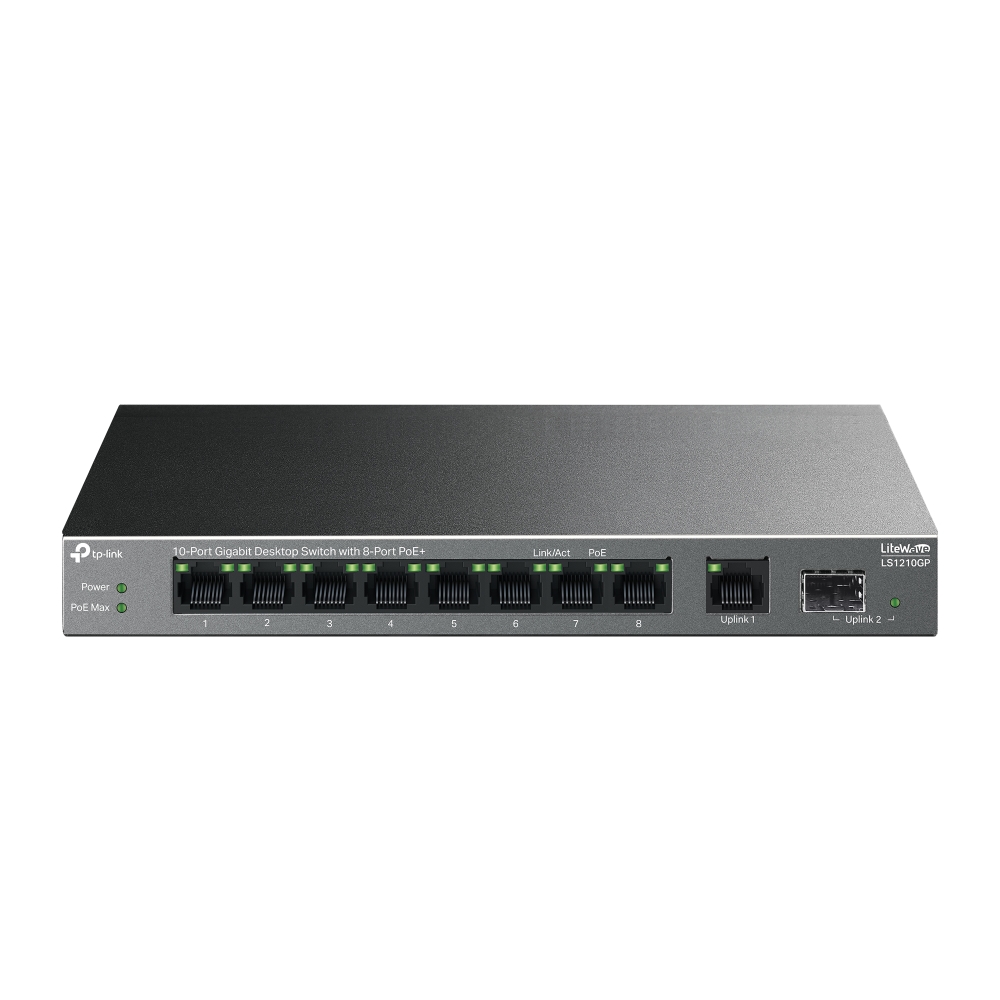 TP-LINK LS1210GP 10-Port Gigabit Desktop Switch with 8-Port PoE - تکنو لینک 148