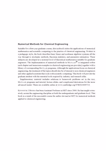 خرید و دانلود نسخه کامل کتاب Numerical Methods for Chemical Engineering: Applications in MATLAB