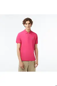 تی شرت یقه پولو صورتی مردانه کلاسیک Fit L.12.12 Pink Polo Lacoste