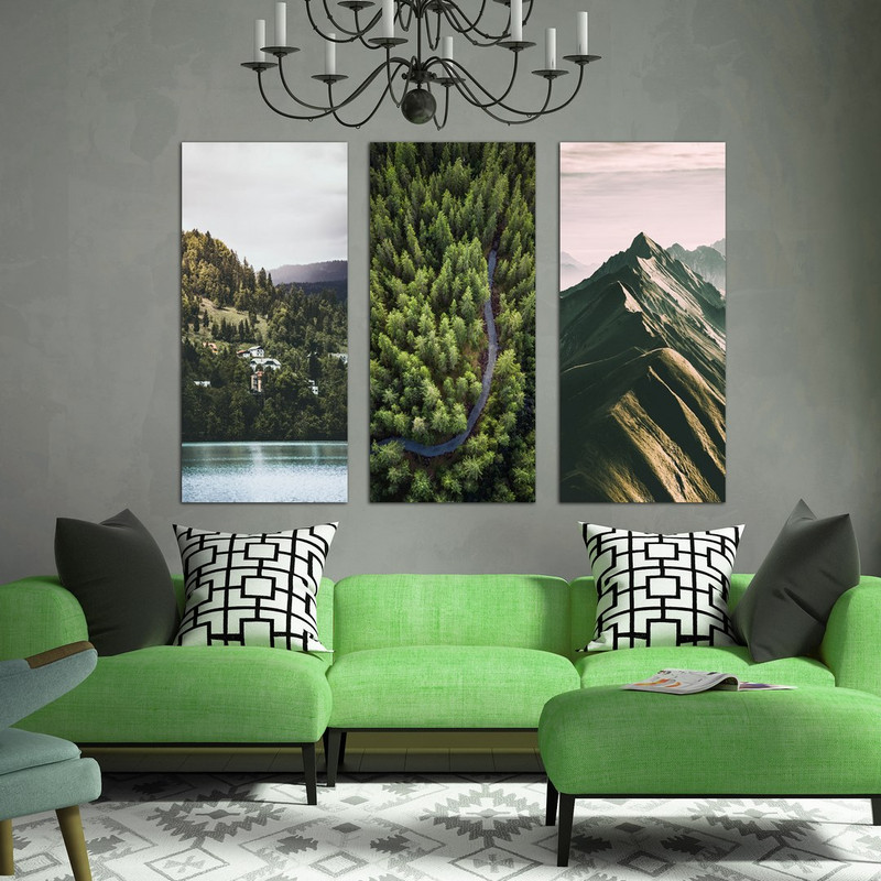 تابلو شاسی دنیای قابطرح جنگل و کوه مدل SH-505 مجموعه 3 عددی | دنیای قاب