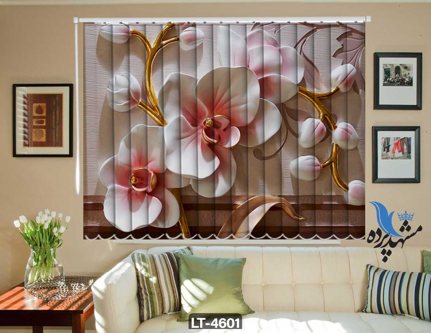 پرده لوردراپه تصویری گل LT4601