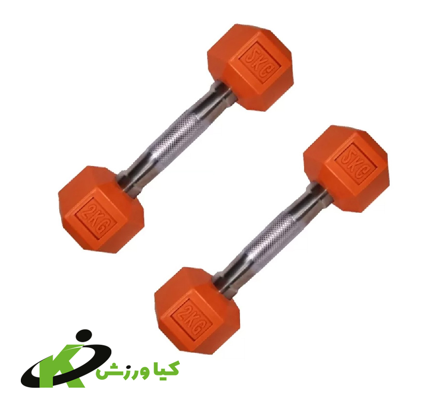 دمبل 6 ضلعی رنگی 2 کیلویی - مشخصات، قیمت و خرید