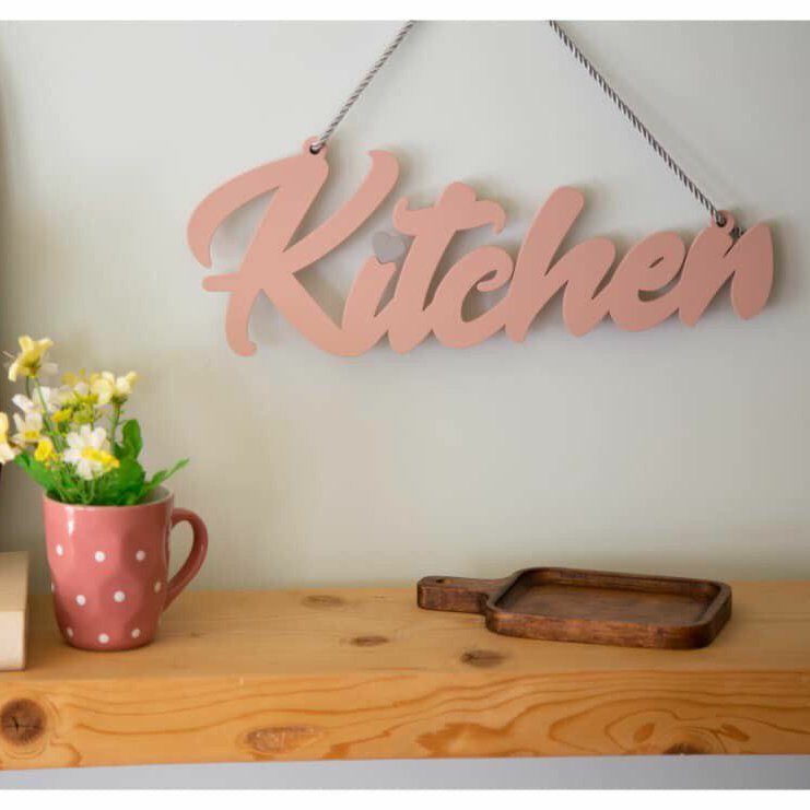 آویز آشپزخانه طرح کیچن قلبی (kitchen) رنگ صورتی