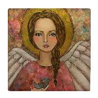 کاشی کارنیلا طرح فرشته و پرنده مدل لوحی کد klh239