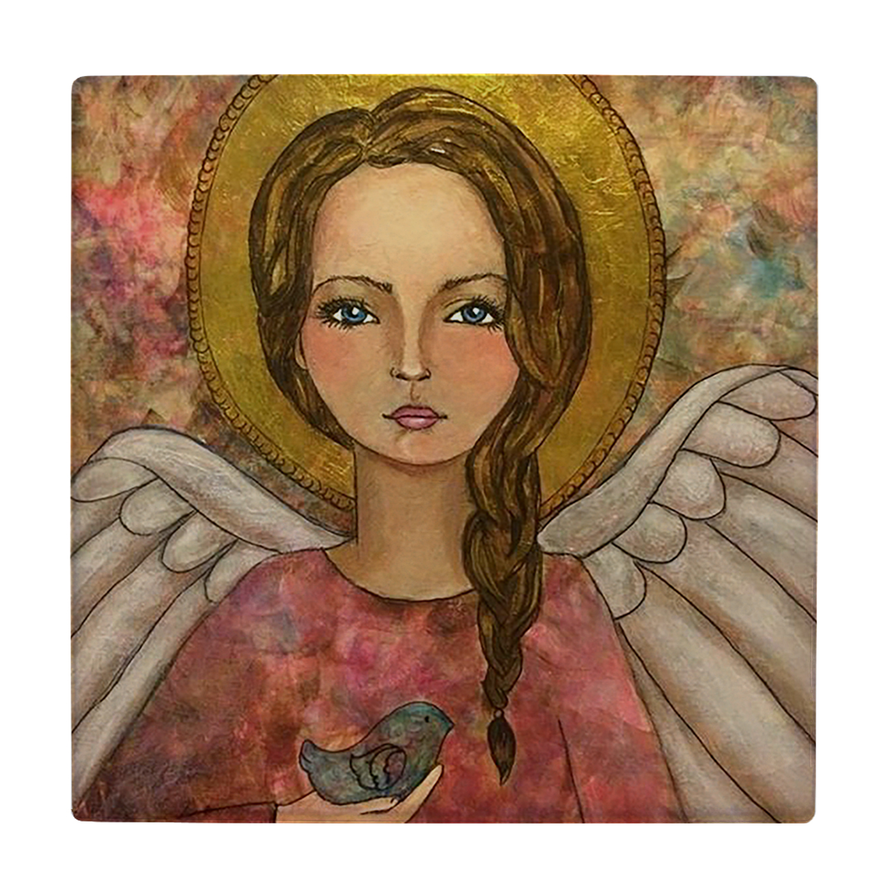 کاشی کارنیلا طرح فرشته و پرنده مدل لوحی کد klh239