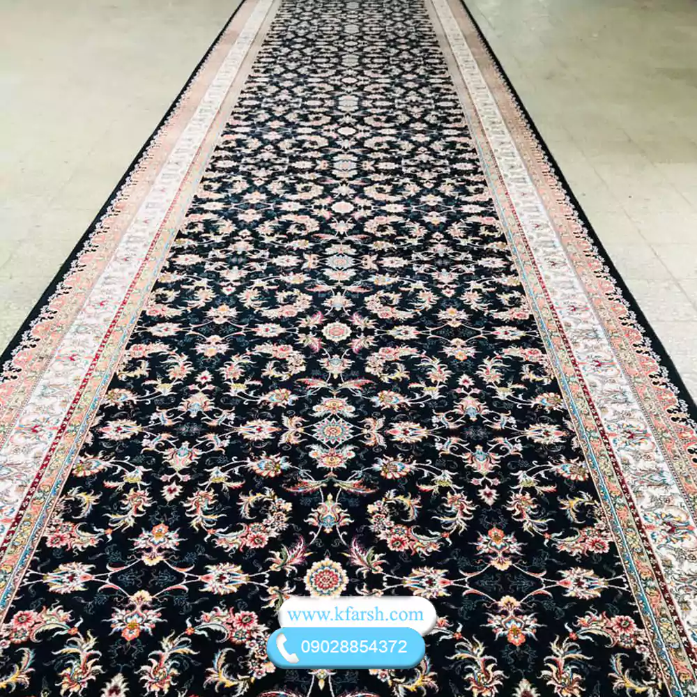 فرش کناره 700شانه طرح افشان سرمه ای اکرولیک