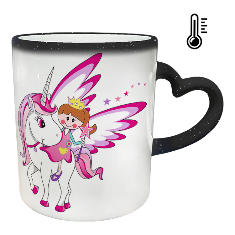 ماگ حرارتی مدل دسته قلبی اکلیلی طرح یونیکورن کد 72