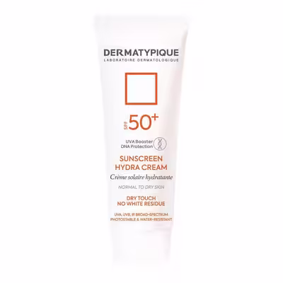 کرم ضد آفتاب بی رنگ درماتیپیک  SPF50 مدل هیدرا مناسب انواع پوست حجم 50 میلی لیتر