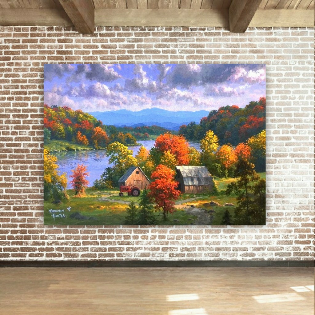 تابلو بوم طرح طبیعت سبز و رود کد SDB2442