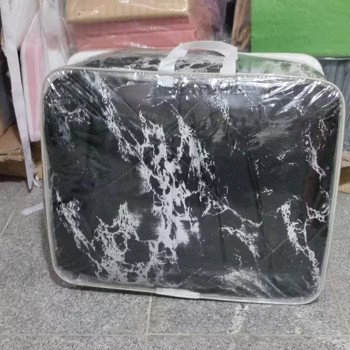 روتختی تک نفره 4 تیکه طرح سنگ سیاه با رگه های سفید ارسال رایگان 