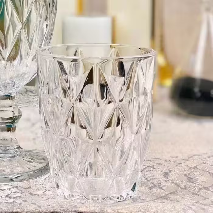 لیوان شفاف طرح لوزی بسته 6 عددی 