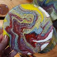 کادو و دکوری ، بشقاب سفالی ،کارشده با رنگ آکرلیک 15 سانت 