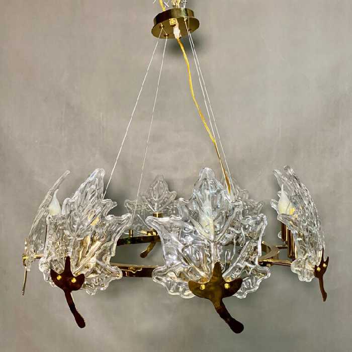 لوستر برگی کریستالی هشت شاخه شیک و جدید | ترنم گالری شیراز