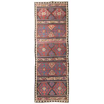 گلیم دستباف قدیمی کناره طول چهار متر سی پرشیا کد 187370