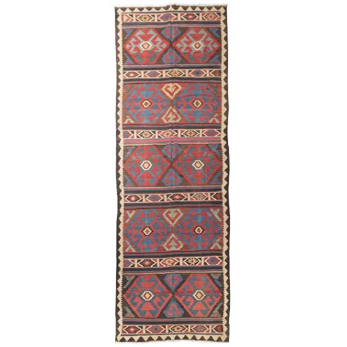 گلیم دستباف قدیمی کناره طول چهار متر سی پرشیا کد 187370