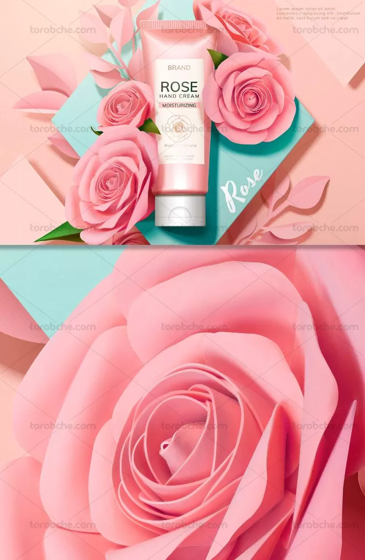 طرح تبلیغاتی کرم دست و صورت رز | گرافیک با طعم تربچه