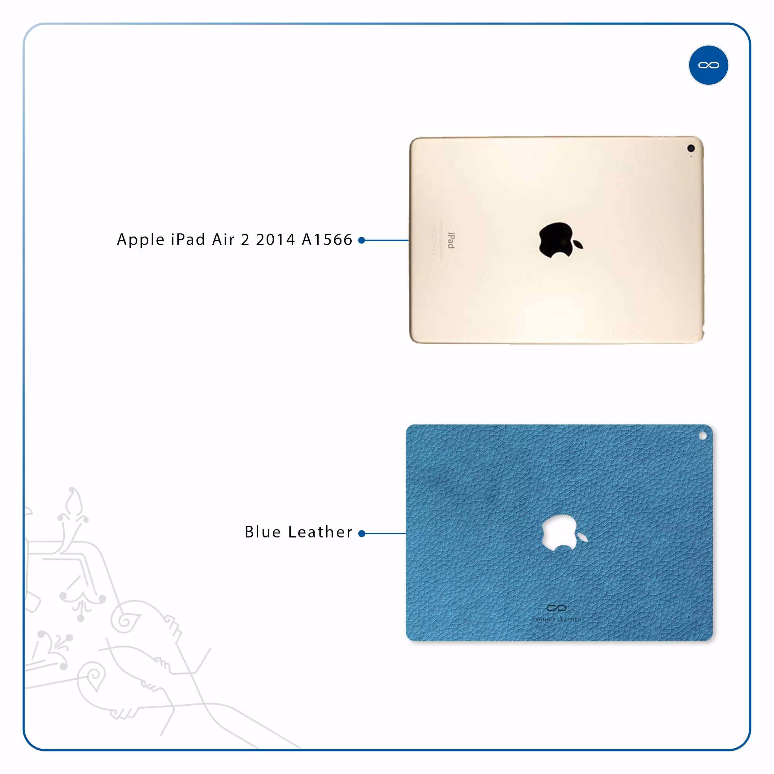 برچسب پوششی ماهوت مدل Blue-Leather مناسب برای تبلت اپل iPad Air 2 2014 A1566