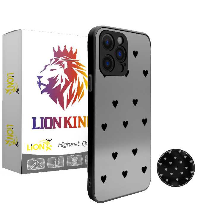  کاور لاین کینگ مدل Ayeneh ghalb meshki مناسب برای گوشی موبایل اپل iPhone 11 Pro max به همراه پایه نگهدارنده