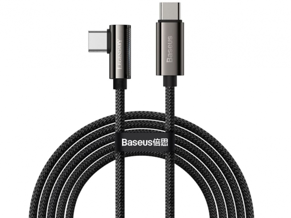 کابل سوپر فست شارژ تایپسی به تایپسی 2 متری بیسوس Baseus Legend Series Elbow Fast Charging 100W 5A CACS000703