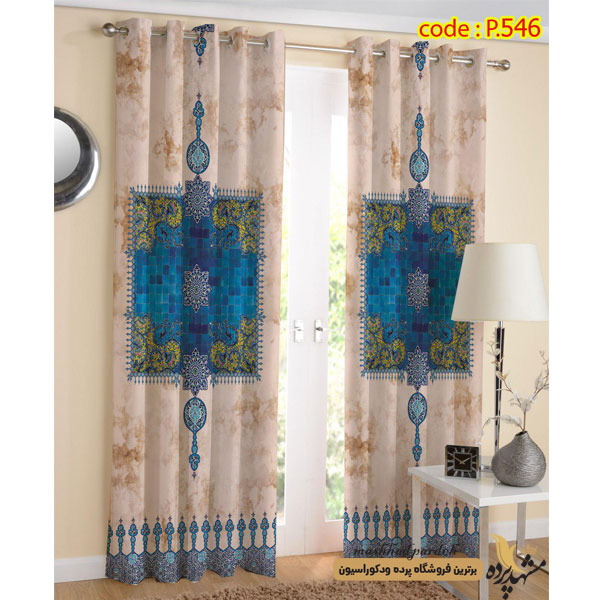 پرده پانچ پذیرایی طرح اسلیمی کد P546