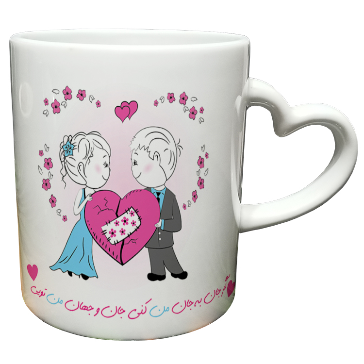 ماگ مدل دسته قلبی طرح عاشقانه کد 3