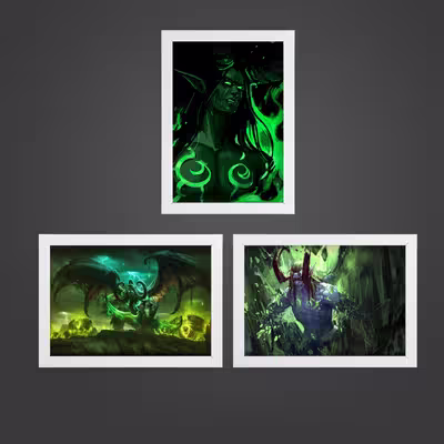 تابلو آرتیفن طرح بازی World Of Warcraft کد 129W مجموعه 3 عددی