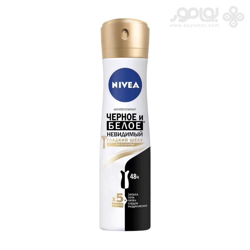 اسپری زنانه نیوا مدل بلک اند وایت SILKY SMOOTH حجم 150 میل