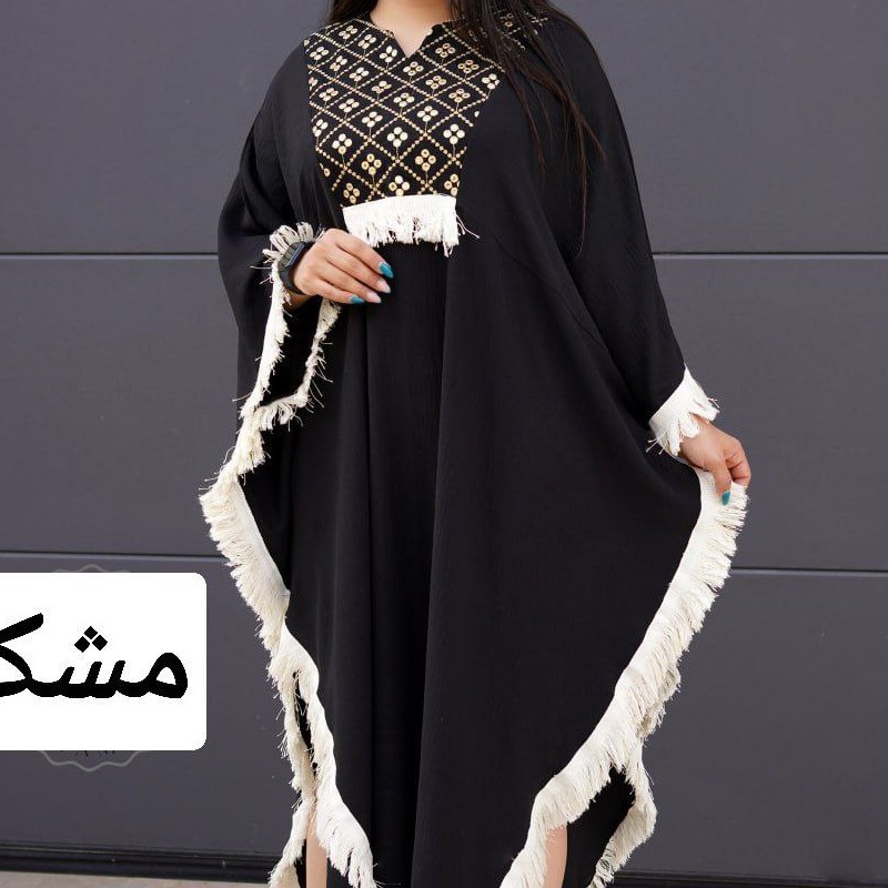 مانتو عبایی آیینه کاری بغل ریش