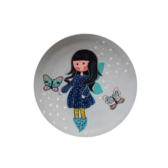 بشقاب دیوارکوب سفالی طرح دختر کد D80-A مجموعه 3 عددی