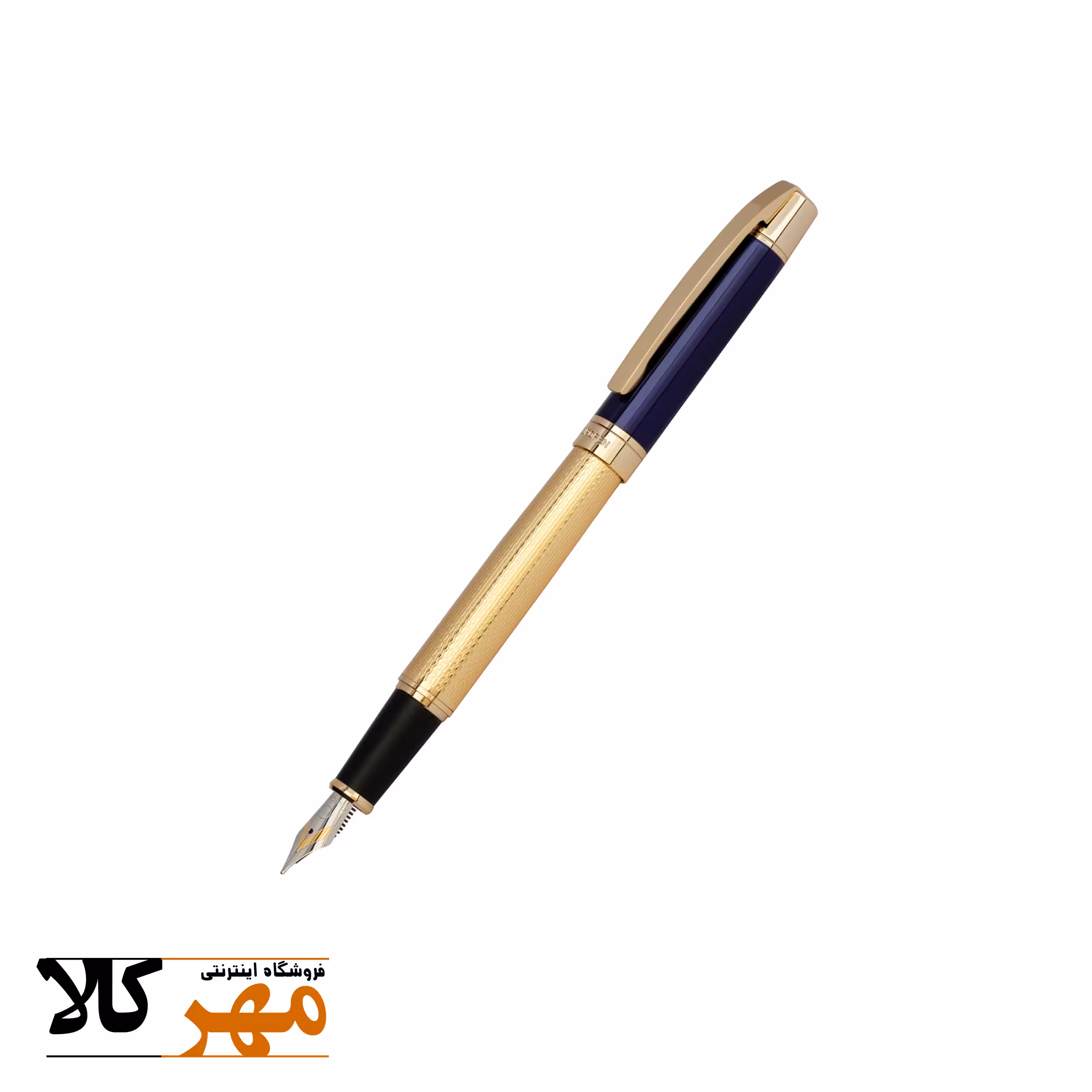 قلم تک خودنویس رنگ نیمه آبی طلایی EUROPEN مدل CLAN