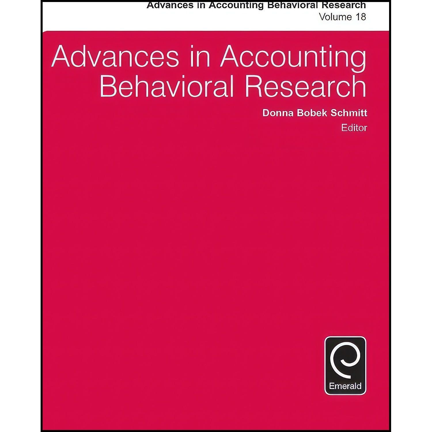 کتاب زبان اصلی Advances in Accounting Behavioral Research