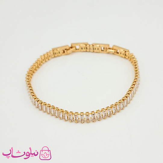 دستبند زنانه ژوپینگ مدل تنیسی با نگین سفید کد 2391
