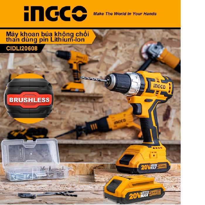 دریل پیچ گوشتی چکشی شارژی اینکو مدل  CIDLI20608-20V