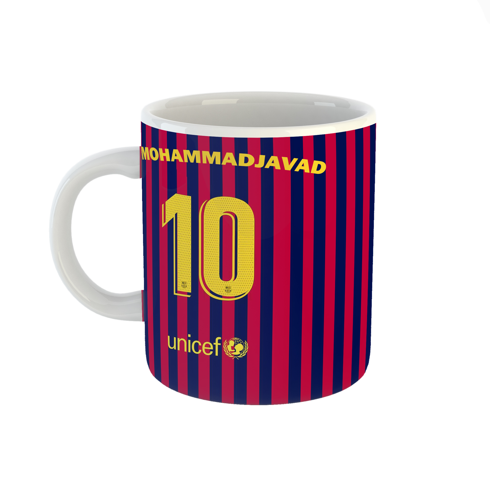 ماگ طرح اسم محمدجواد مدل بارسلونا کد 122