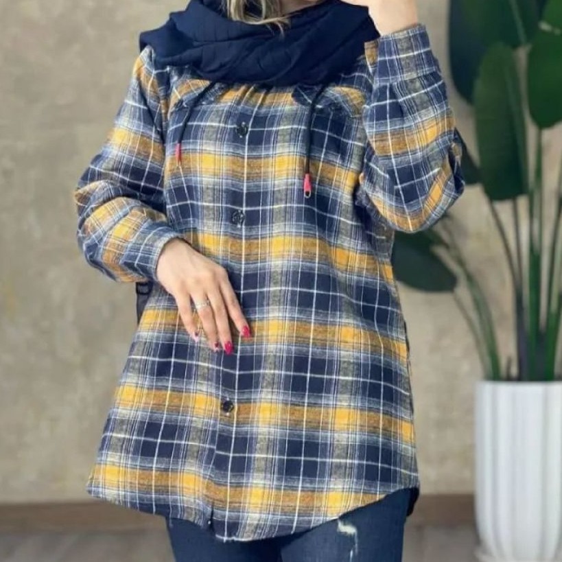 مانتو چهارخانه جنس پشمی 