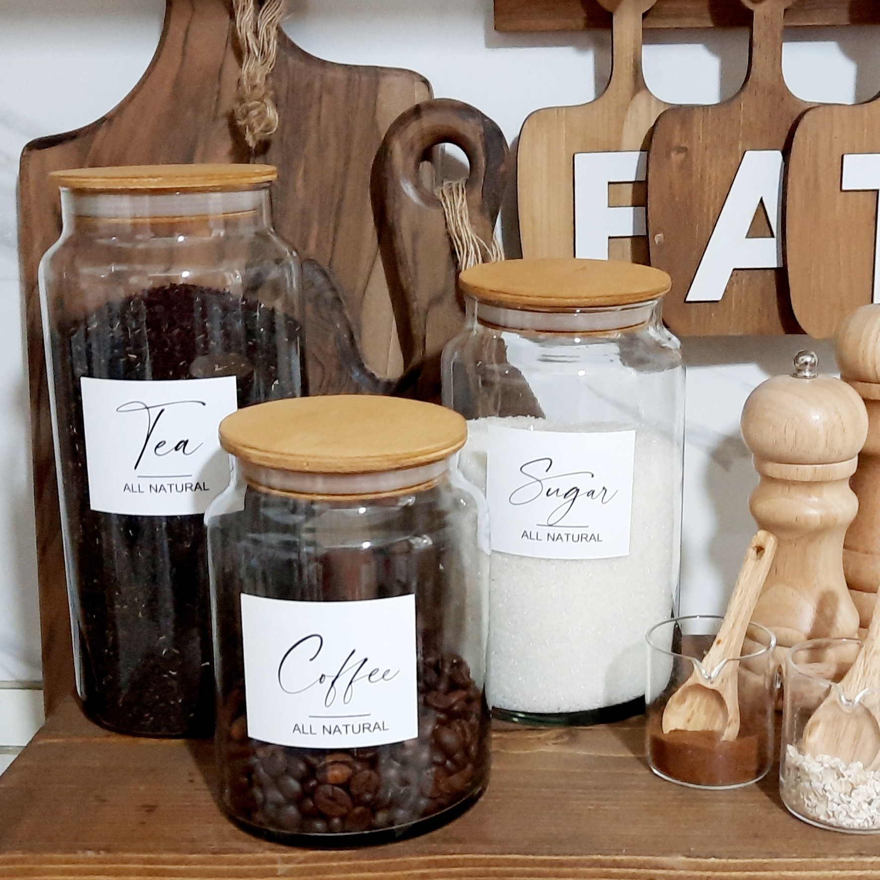 بانکه آشپزخانه سه عددی درب واشر دار  برند SAMPO پاسماوری سه سایزی درب چوبی واشر دار