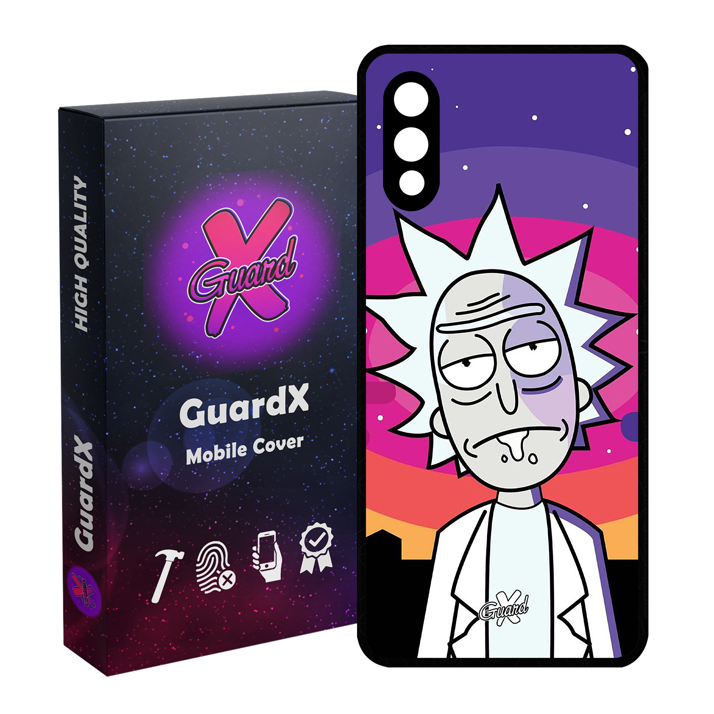 کاور گارد ایکس طرح Rick and Morty مدل Glass10099 مناسب برای گوشی موبایل سامسونگ Galaxy A02 / M02