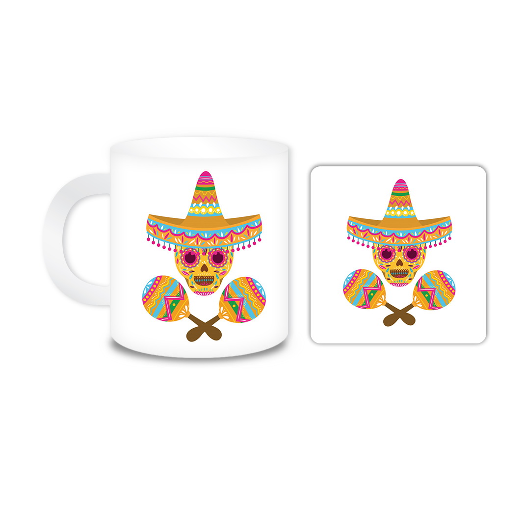 ماگ مدل اسکلت کد 394 به همراه زیر لیوانی