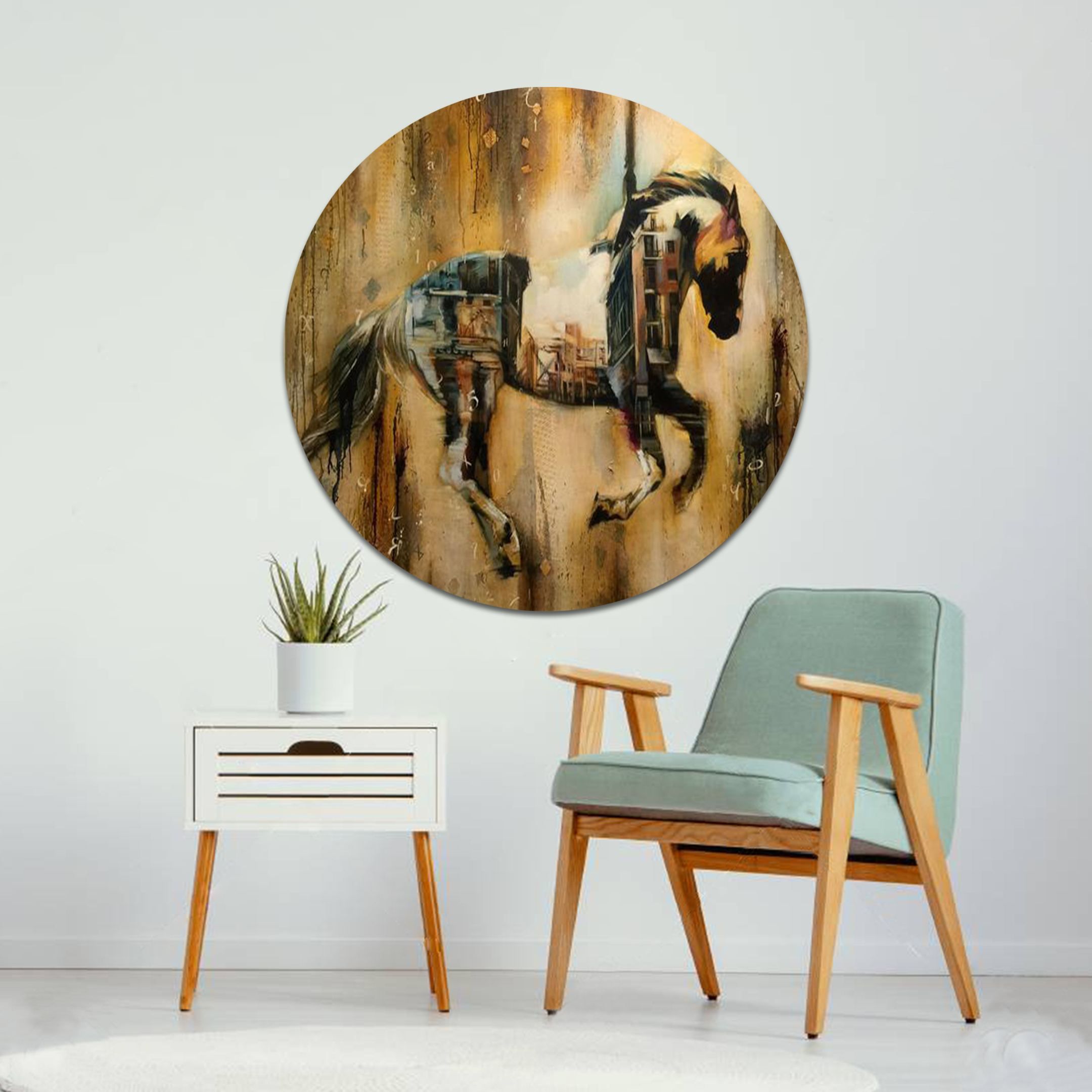 تابلو بوم مدل  نقاشی اسب کد NIL_173