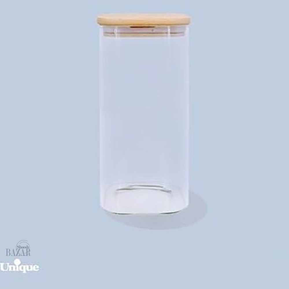 بانکه شیشه ای در چوبی مربع 17 سانت یونیک کد 1762