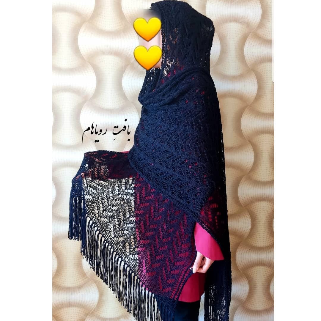 شال سر  دستبافت مجلسی زنانه بسیار شیک  با کاموا ترک یارن ارت گلد