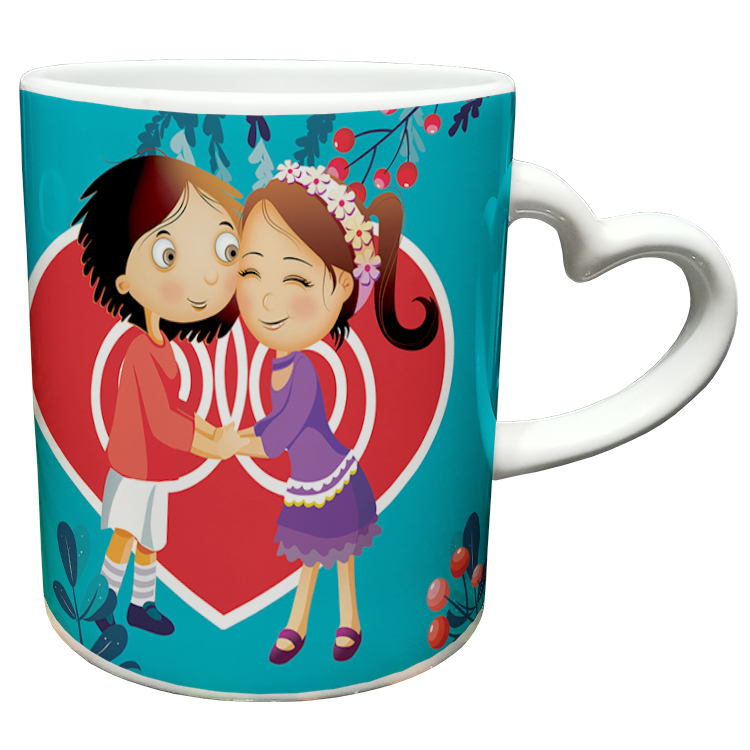 ماگ مدل دسته قلبی طرح عاشقانه کد 128