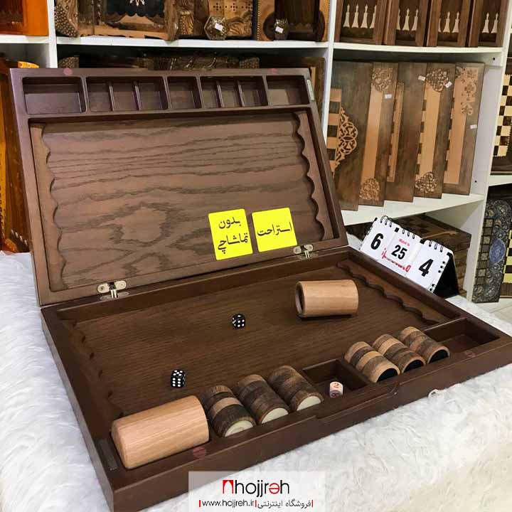 اطلاعات ، قیمت و خرید تخته نرد مدرن چوب راش و بلوط همراه با متعلقات کد TNS599