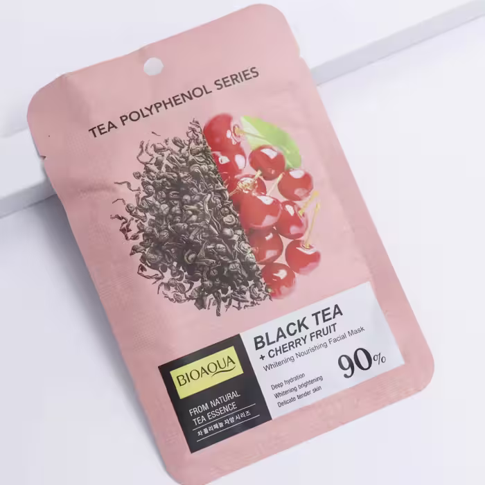 ماسک صورت ورقه ای چای سیاه و آلبالو 25 گرم بیوآکوآ BIOAQUA کد 91270